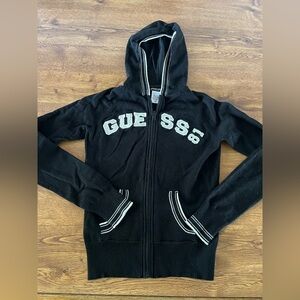 Womens Black Guess Jeans  zip up sweater with hood size small